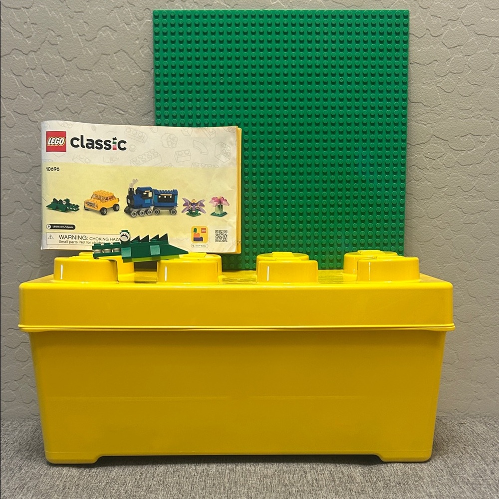 LEGOs with Storage container & Green Baseplate